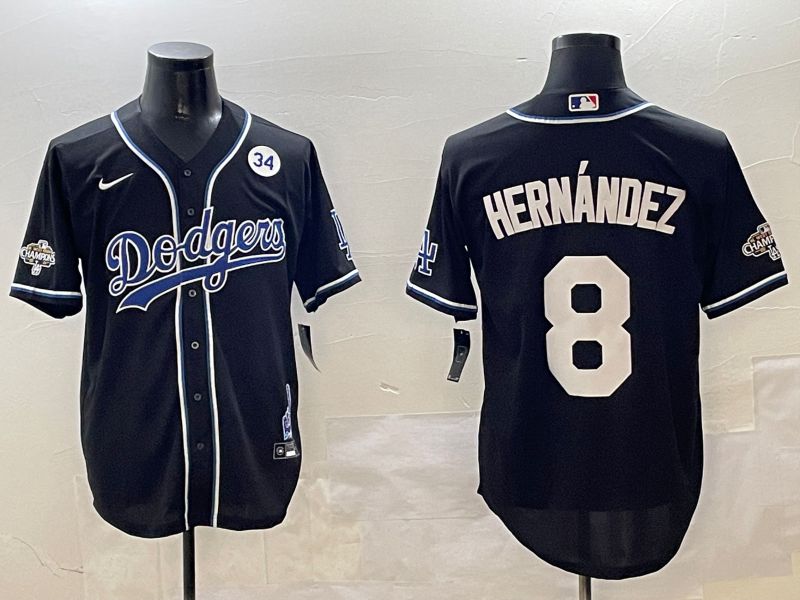 Men Los Angeles Dodgers 8 Hernandez Black Fashion Game 2025 Nike MLB Jersey style 30613